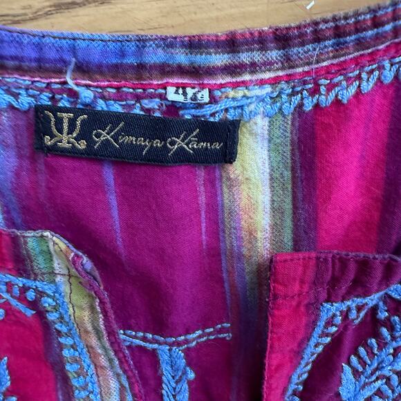 Boho Embroidered Tank Tunic SZ 42 Paisley Hippie Cotton Casual Sleeveless - Picture 4 of 10